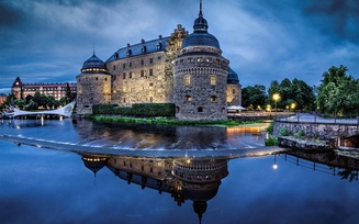 sweden, __rebro slott, замок, вода, sverige, эребру, река, швеция